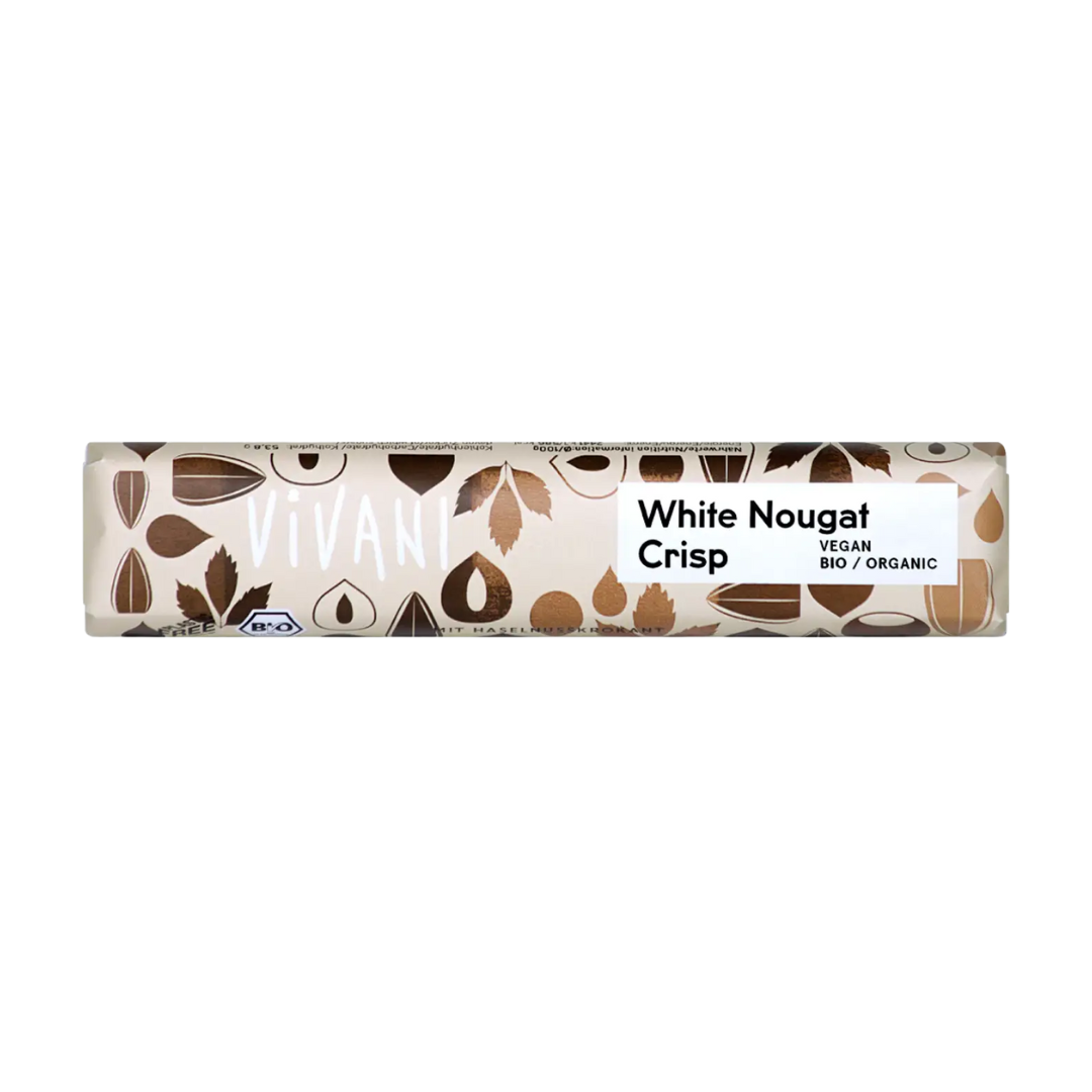 Vivani White Nougat Crisp - Luomu Nougat Valkosuklaapatukka 35 g