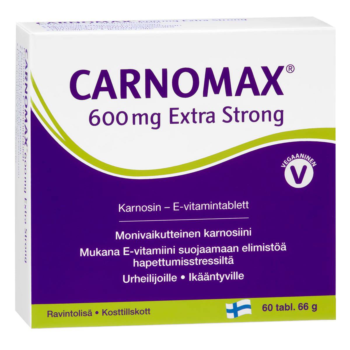 Carnomax 600 Extra Strong - Karnosiini-E-vitamiinitabletti 60 tabl. - Sinunapteekki.fi