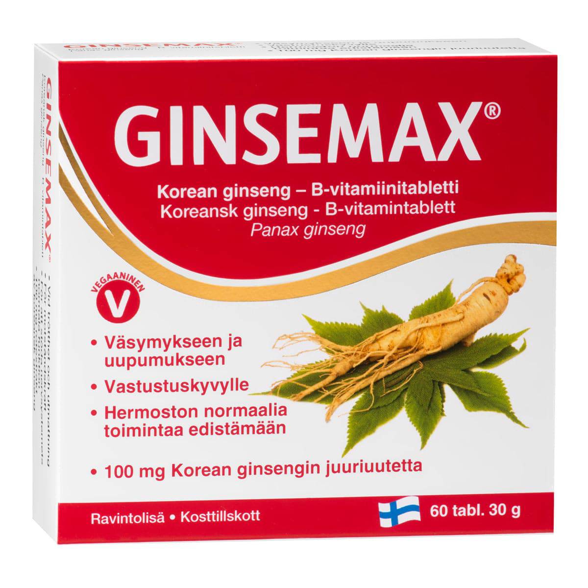 Ginsemax - Korean Ginseng B-vitamiinitabletti 60 tabl. - Sinunapteekki.fi