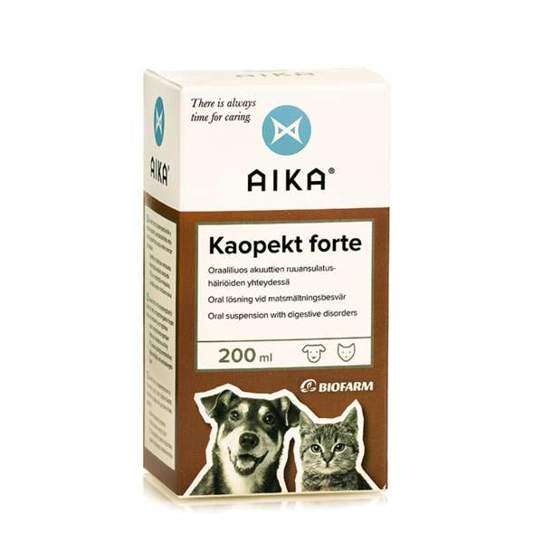 AIKA Kaopekt Forte  - Oraaliliuos akuuttiin ruoansulatushäiriöön koirille ja kissoille 200 ml - Päiväys 10/2024