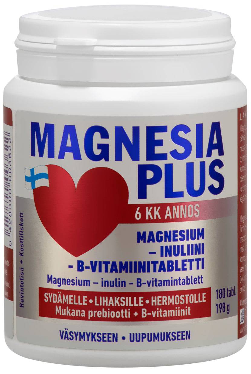 Magnesia Plus 350 mg - Magnesium - Inuliini -B- vitamiinitabletti 180 tabl. - Sinunapteekki.fi