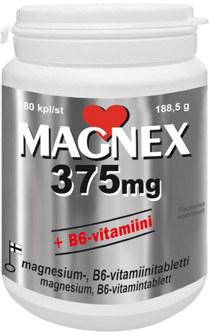 Magnex 375 mg + B6-vitamiini 180 tabl. - Sinunapteekki.fi