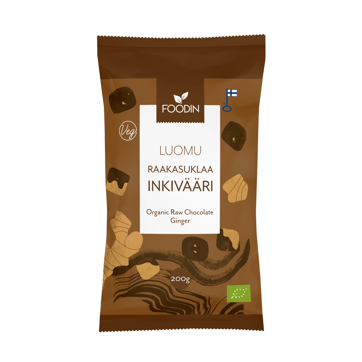 Foodin Raakasuklaa Inkivääri Luomu 200 g - Sinunapteekki.fi