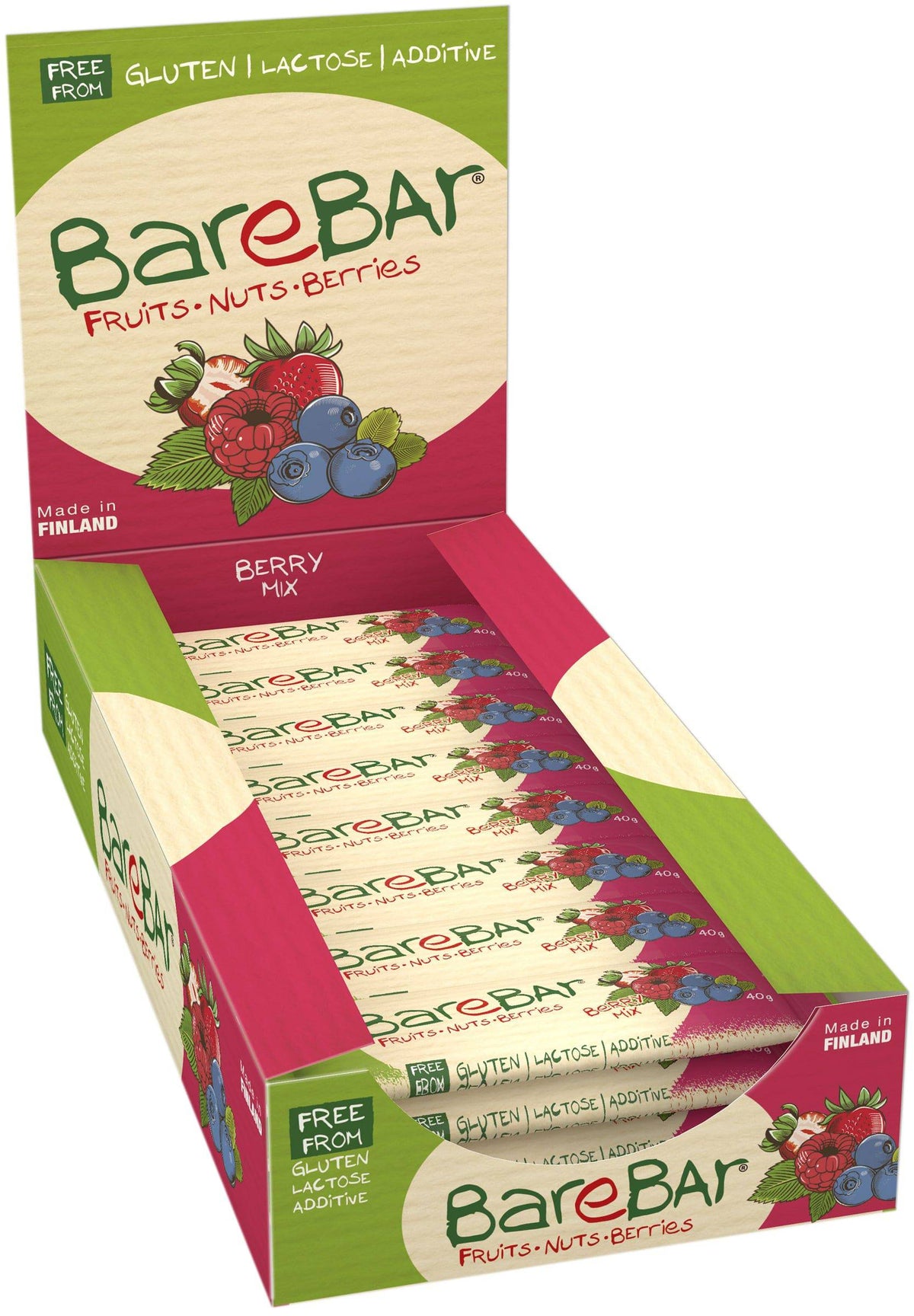 Leader BareBar Marjamix Taatelipatukka 24 x 40 g Tukkupakkaus - Päiväys 09/2024 - Sinunapteekki.fi