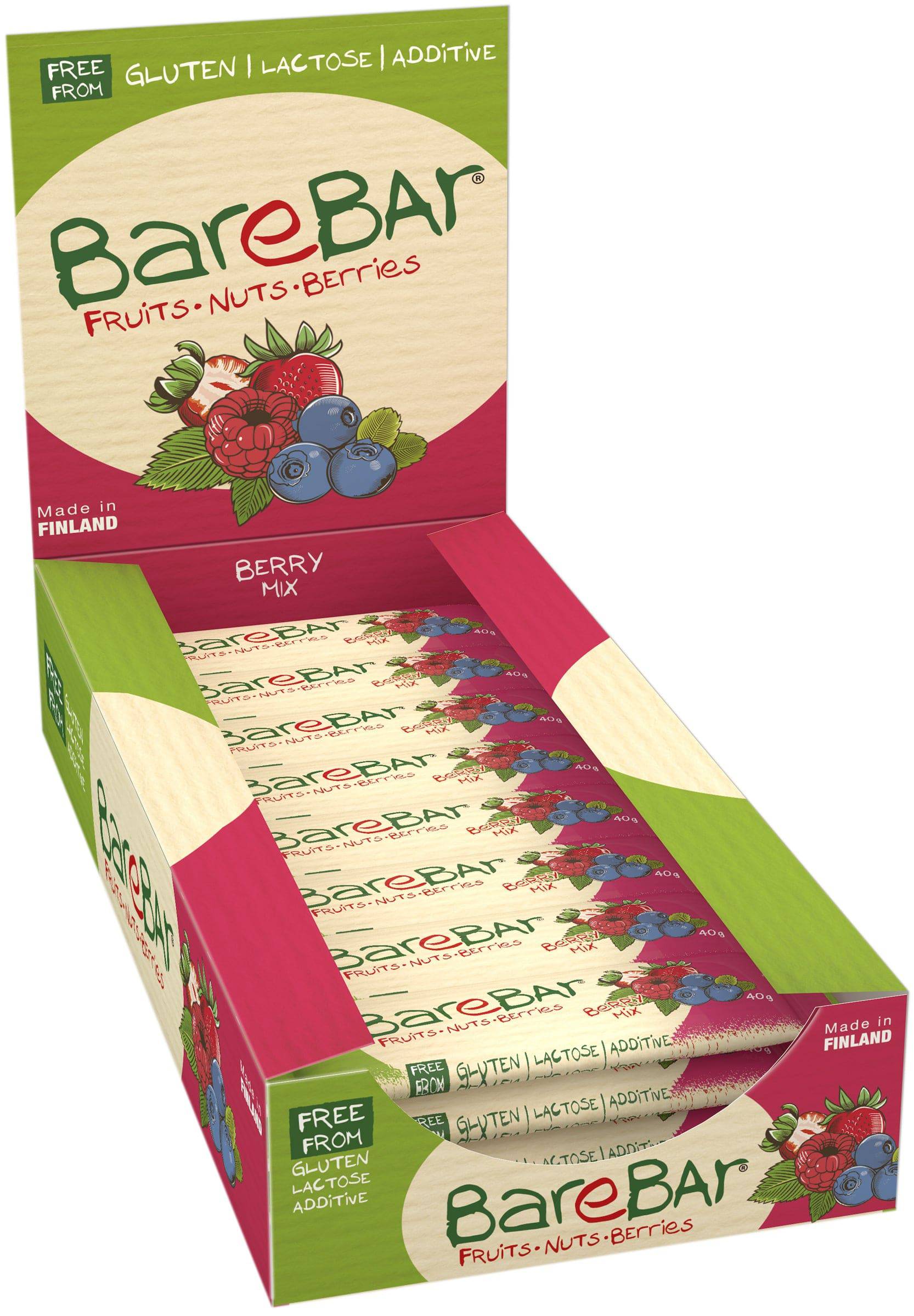 Leader BareBar Marjamix Taatelipatukka 24 x 40 g Tukkupakkaus