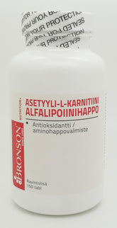 Bronson Asetyyli-L-karnitiini Alfalipoiinihappo 150 tabl. - poistuu