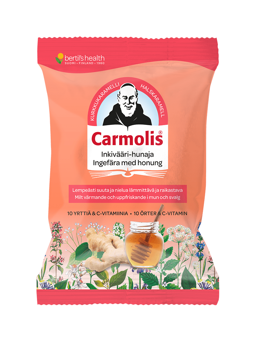 Carmolis Inkivääri-Hunaja Kurkkukaramelli 75 g - Sinunapteekki.fi