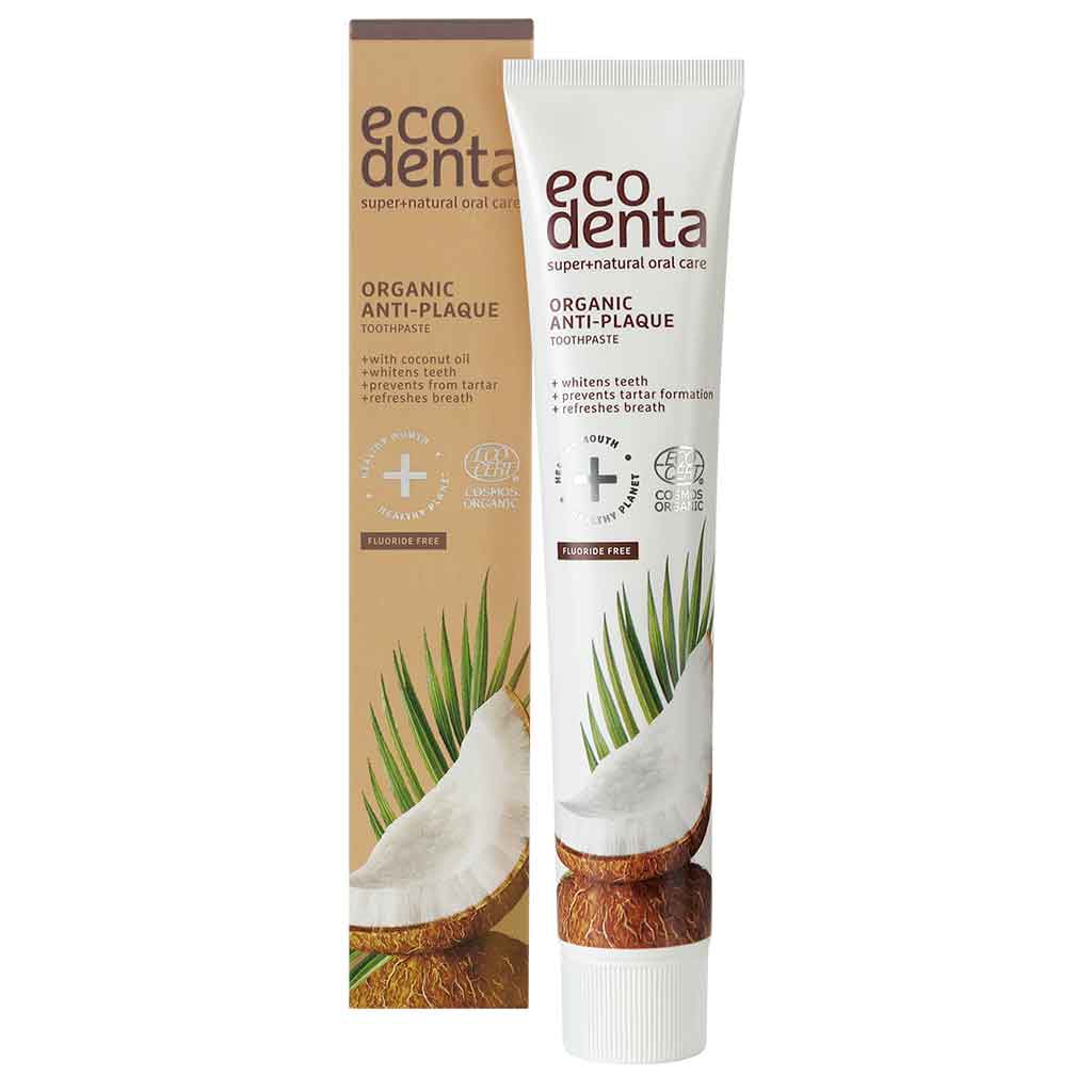 Ecodenta Anti-Plaque Toothpaste - kookoshammastahna fluoriton. - Sinunapteekki.fi
