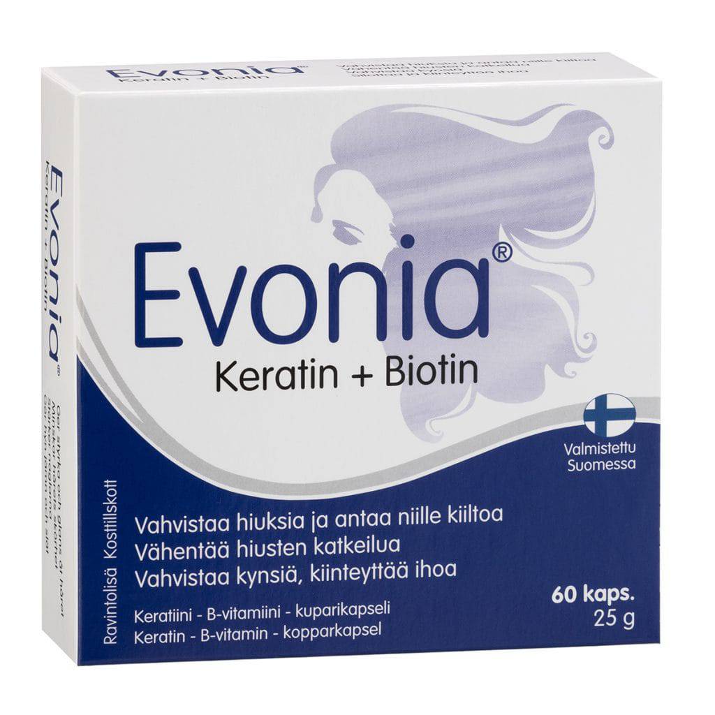 Evonia Keratin + Biotin - Keratiini-biotiinikapseli 60 kaps. - Sinunapteekki.fi