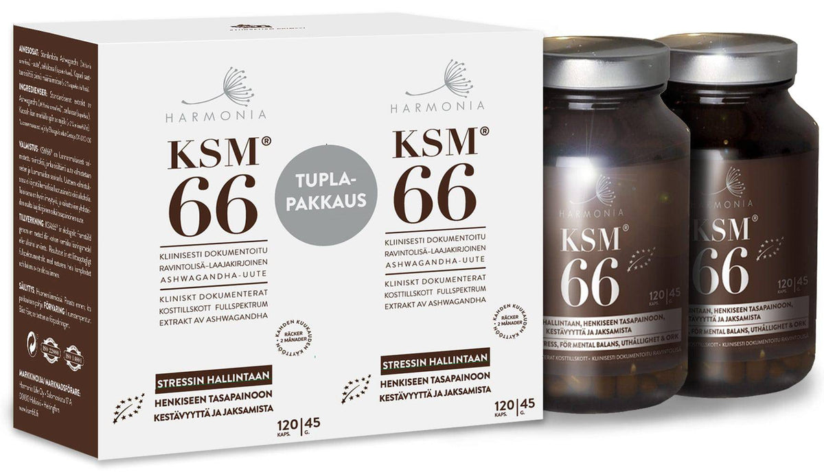 Harmonia KSM66 Ashwagandha juuriuute 240 kaps. Tuplapakkaus - Sinunapteekki.fi