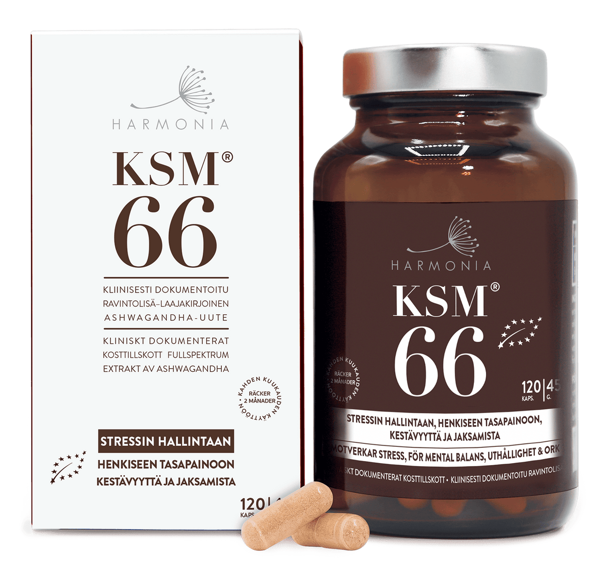 Harmonia KSM66 Ashwagandha juuriuute 120 kaps. - Sinunapteekki.fi