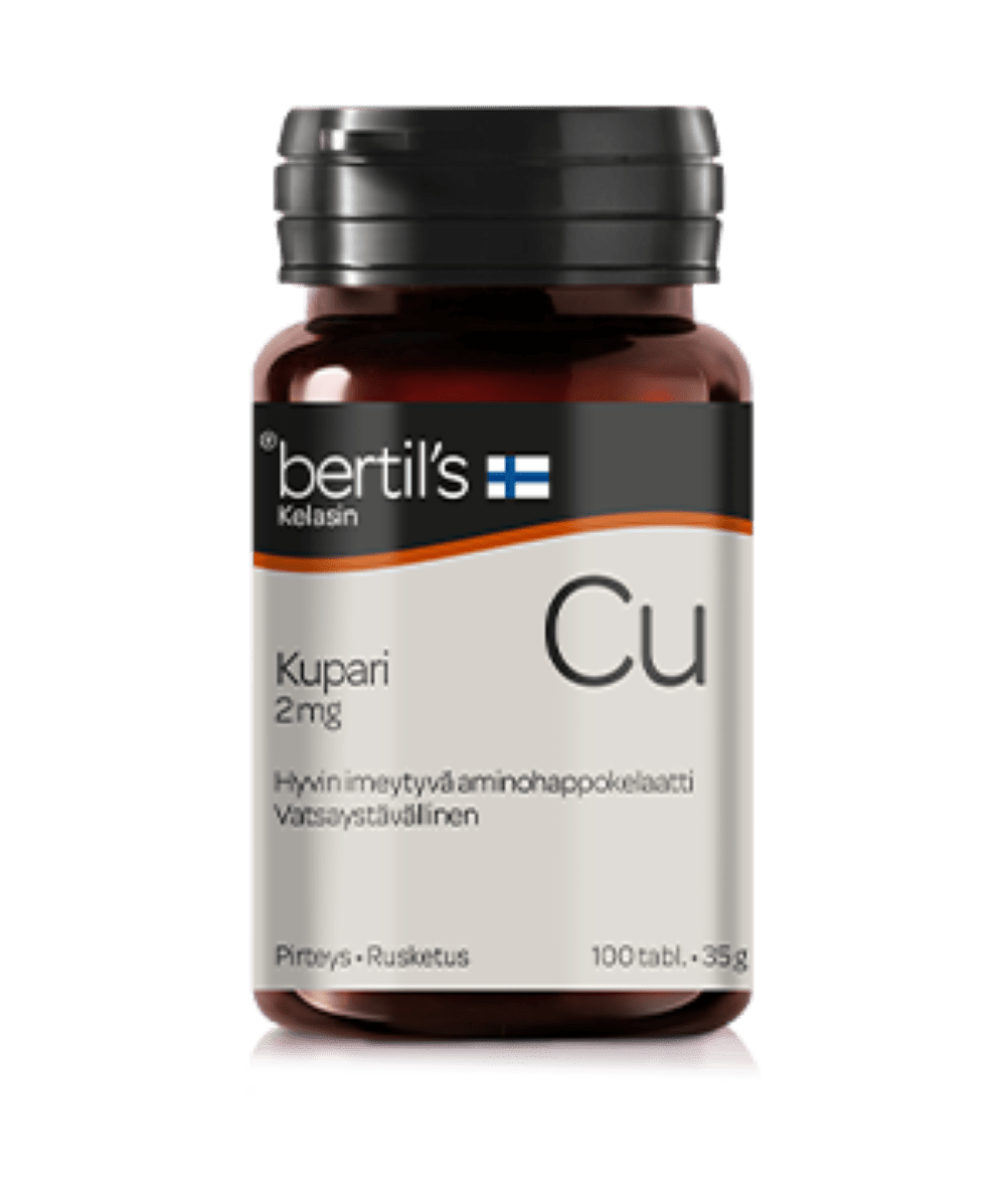 Bertil's Kupari 2 mg 100 tabl. - Hyvin imeytyvä aminohappokelaatti - Sinunapteekki.fi