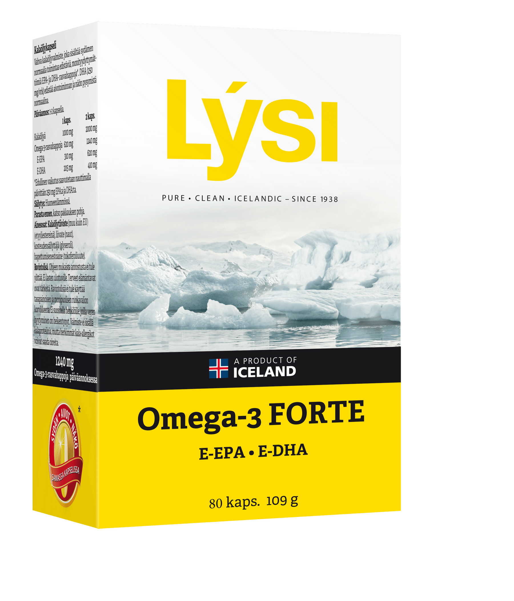 Lysi Omega-3 FORTE Kalaöljykapseli 80 kaps.