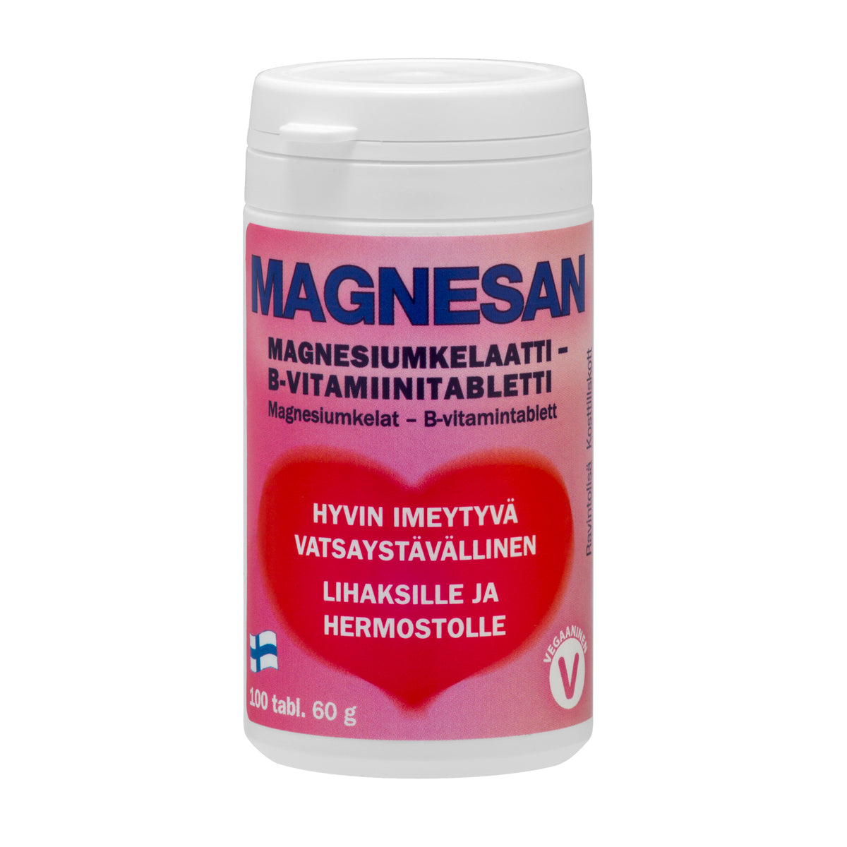 Magnesan - Magnesiumkelaatti - B-vitamiinitabletti 100 tabl. - poistuu