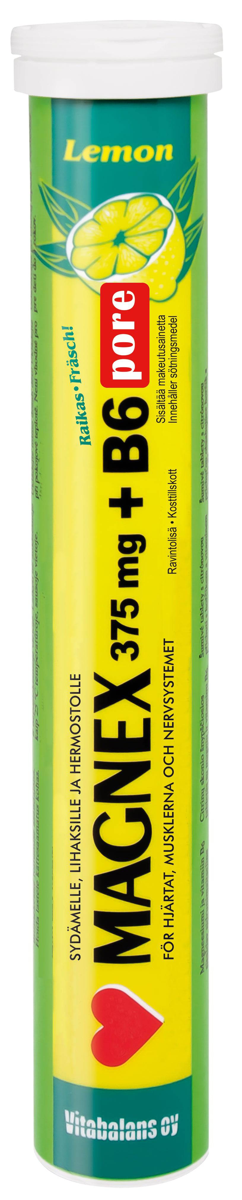 Magnex 375 mg + B6 Pore 20 poretabl. - Sinunapteekki.fi