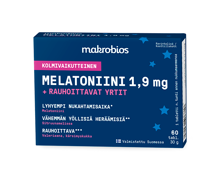 Makrobios Melatoniini 1,9 mg + Rauhoittavat Yrtit 60 tabl.