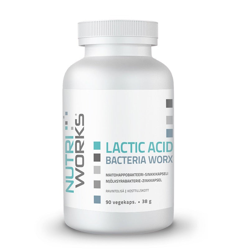 Nutri Works Lactic Acid Bacteria Worx - Maitohappobakteeri 5 mrd - Sinkkikapseli 90 vegekaps.
