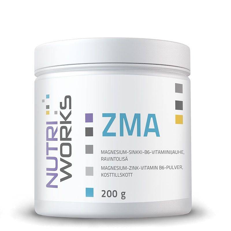 Nutri Works ZMA - magnesium- sinkki - B6-vitamiinijauhe 200 g - Sinunapteekki.fi