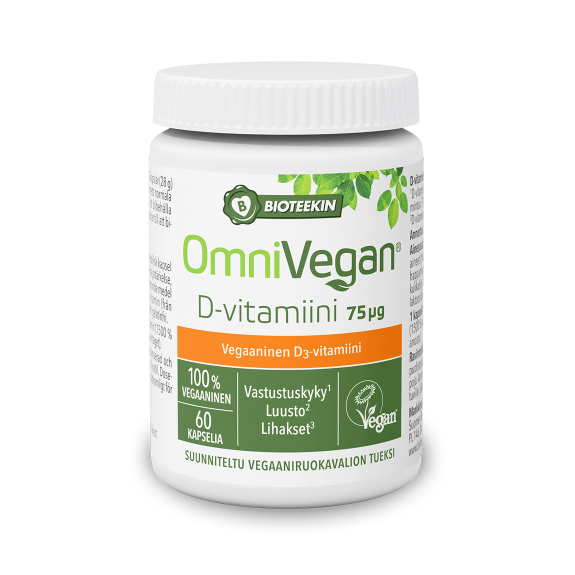 Bioteekin OmniVegan D-Vitamiini 75 µg 60 kaps. - Päiväys 06/2024