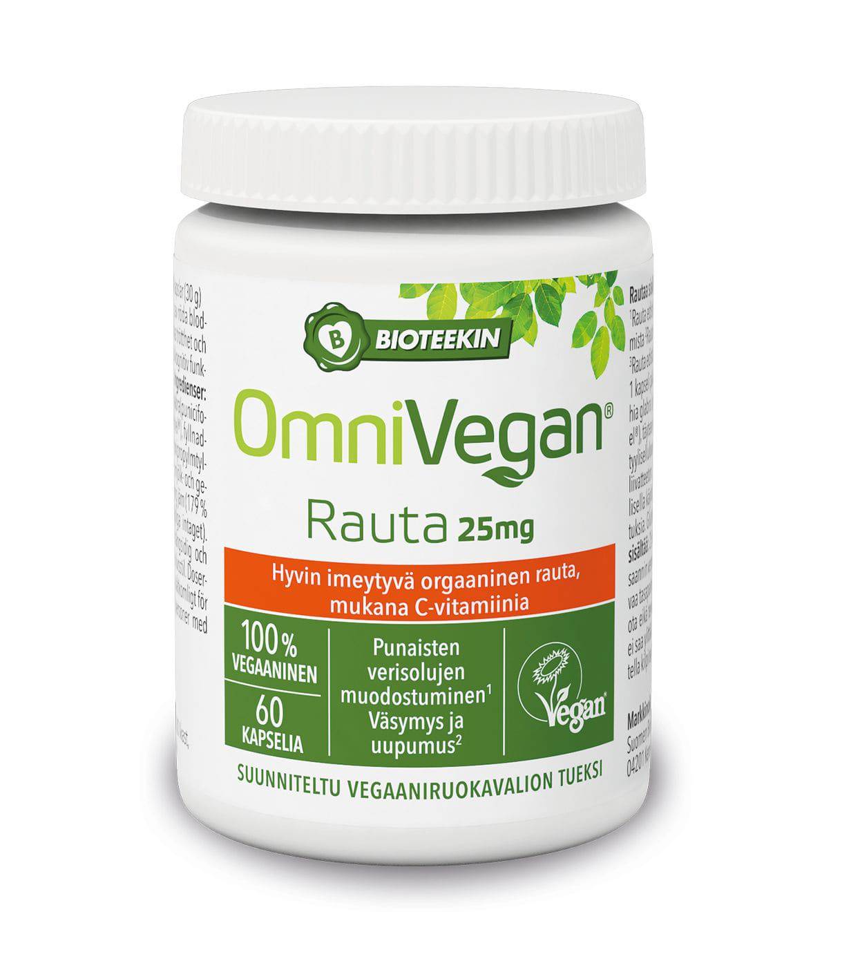 Bioteekin Omnivegan Rauta 25 mg 60 kaps. - Päiväys 11/2024