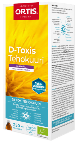 D-Toxis Detox Tehokuuri Vadelma-Hibiskus 250 ml - Päiväys 03/2025 - Sinunapteekki.fi