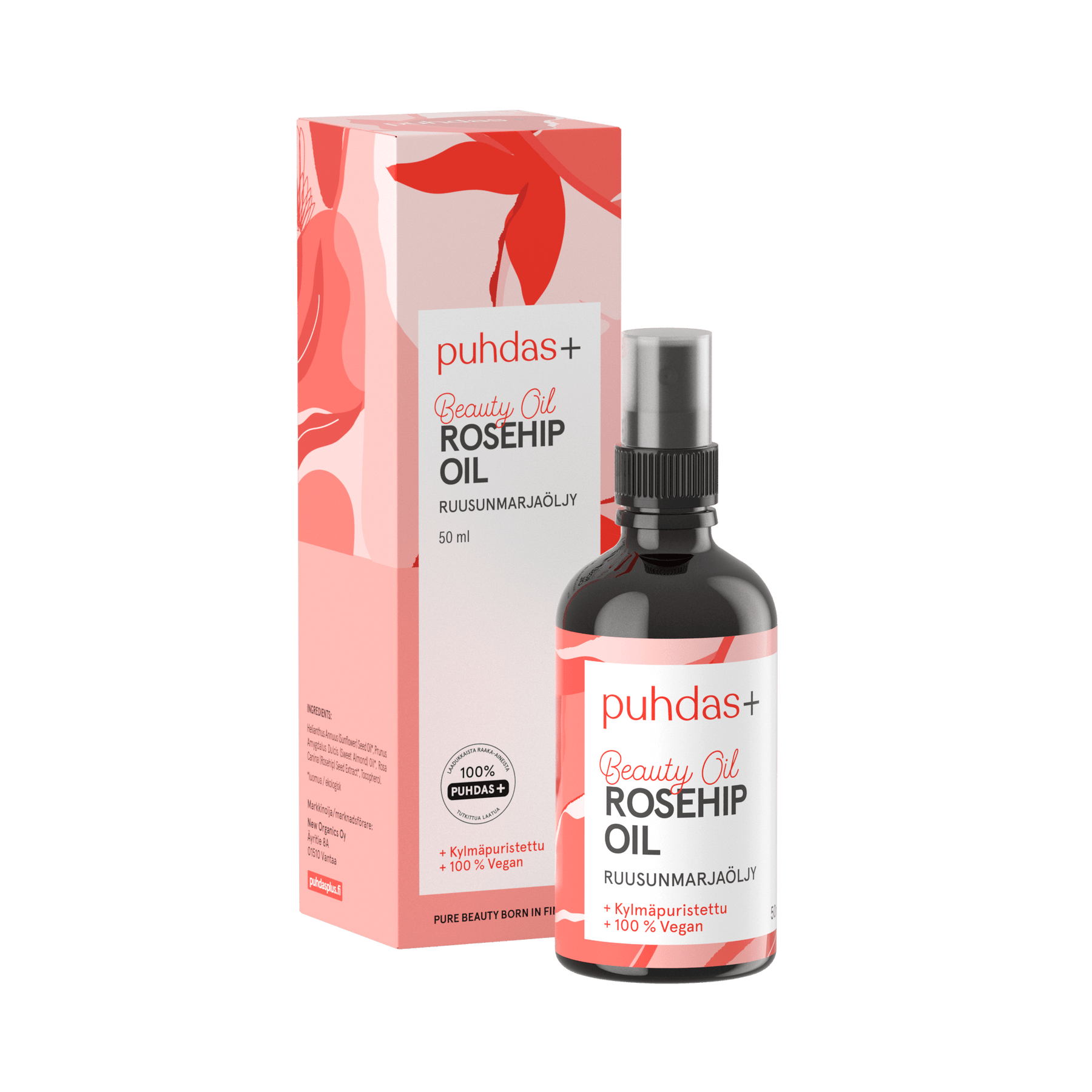 Puhdas+ Beauty Oil Rosehip - Ruusunmarjaöljy 50 ml - Sinunapteekki.fi
