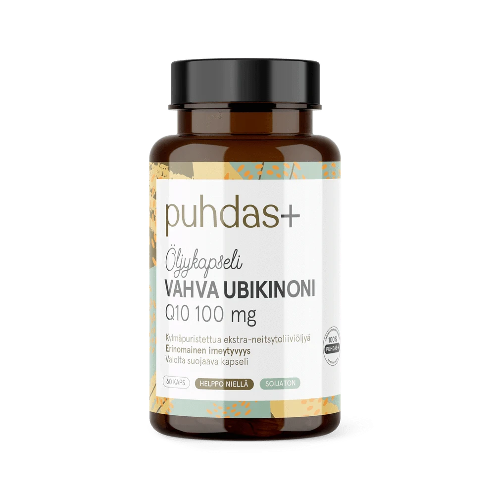 Puhdas+ Vahva Ubikinoni Q10 100 mg 60 kaps. - Öljykapseli - Sinunapteekki.fi