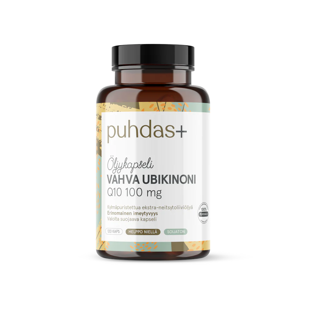 Puhdas+ Vahva Ubikinoni Q10 100 mg - Extra-neitsytoliiviöljyssä 120 kaps.