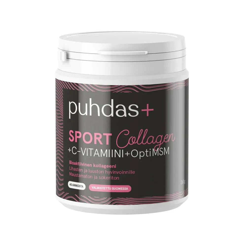 Puhdas+ Sport Collagen, C-vitamiini, Optimsm 260 g - Sinunapteekki.fi