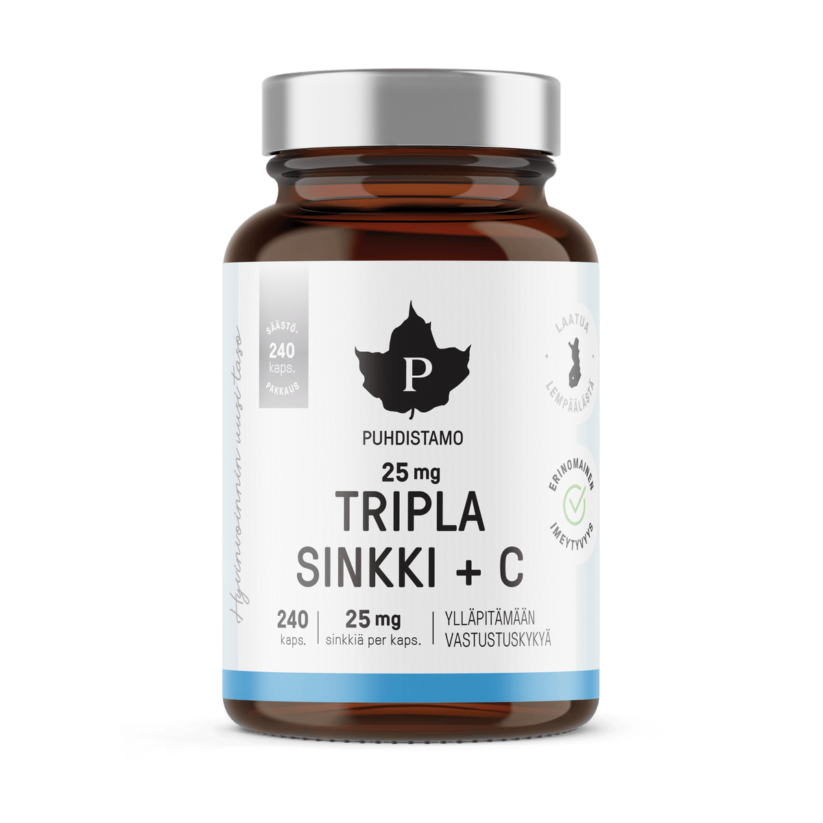 Puhdistamo Tripla Sinkki + C 25 mg SÄÄSTÖPAKKAUS 240 kaps. - Sinunapteekki.fi