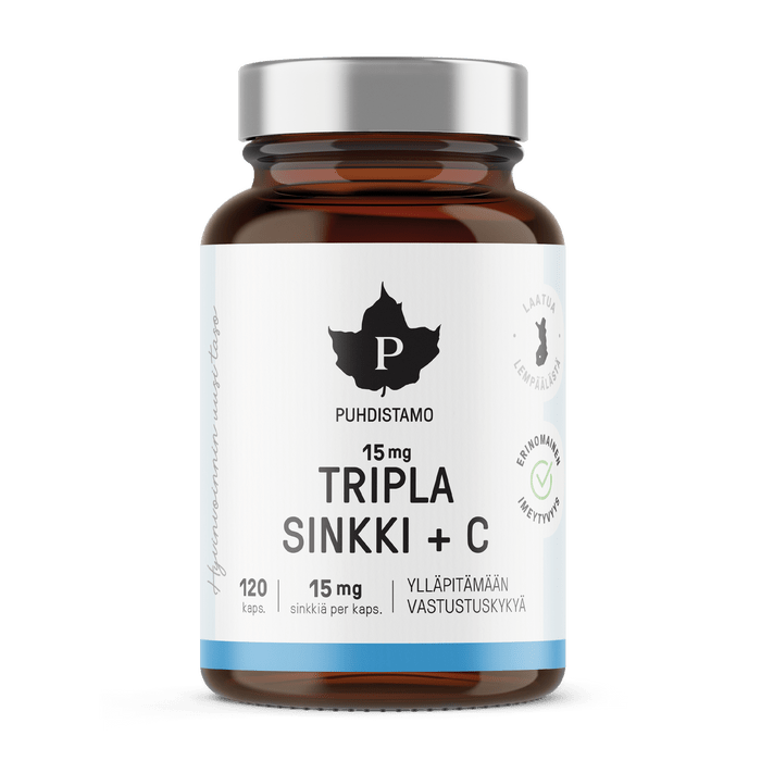 Puhdistamo Tripla Sinkki 15 mg + C 120 kaps.