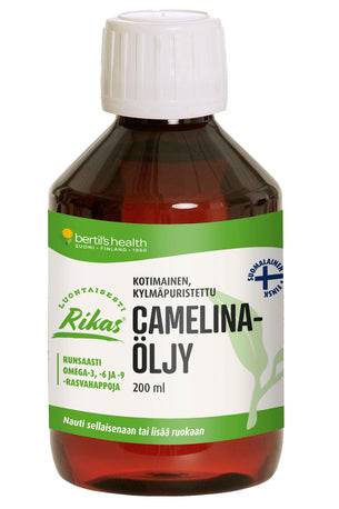 Bertil's Health Kotimainen Rikas Kylmäpuristettu Camelinaöljy 200 ml - Sinunapteekki.fi