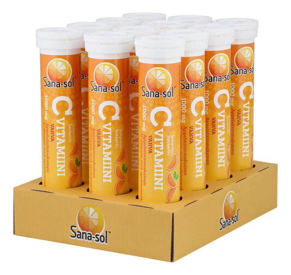 Sana-Sol C-Vitamiini Appelsiini TUKKUPAKKAUS 12 x 20 poretabl. - Sinunapteekki.fi