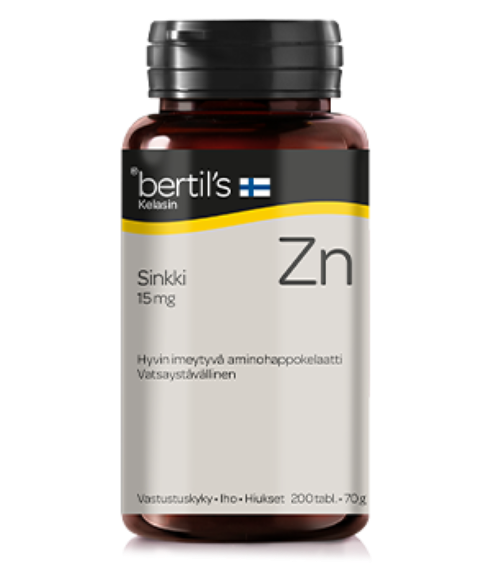 Bertil's Sinkki 15 mg - Sinkkiaminohappokelaatti 200 tabl.