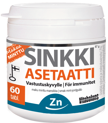 Vitabalans Sinkkiasetaatti - imeskelytabletti minttu-mansikka - Sinunapteekki.fi
