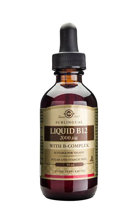 Solgar Liquid B12 2000 µg with B-Complex - Nestemäinen B12-vitamiini 59 ml - Sinunapteekki.fi
