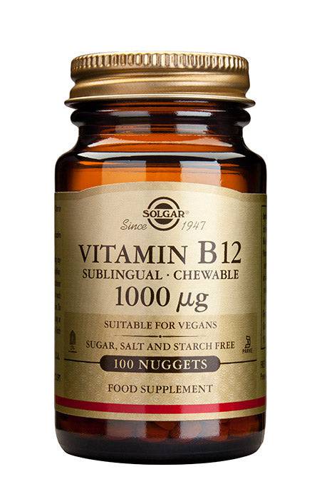 Solgar Vitamin B12 1000 µg - B12 vitamiinivalmiste, imeskelytabletti 100 tabl. - Sinunapteekki.fi