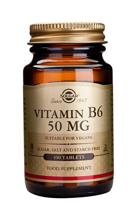 Solgar Vitamin B6 50 mg - B-Vitamiinivalmiste 100 tabl. - Sinunapteekki.fi