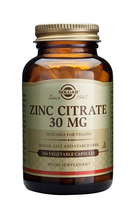 Solgar Zink Citrate 30 mg - Sinkkisitraatti 100 kaps. - Sinunapteekki.fi
