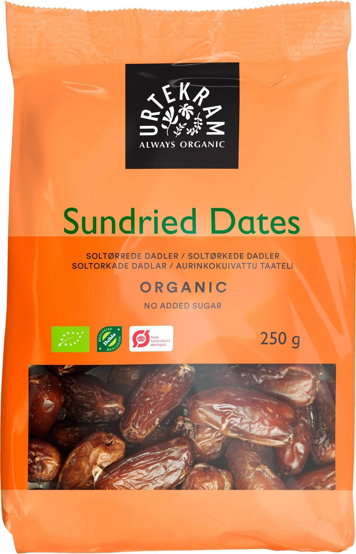 Urtekram Aurinkokuivattu Taateli 250 g - Päiväys 11/2024 - Sinunapteekki.fi