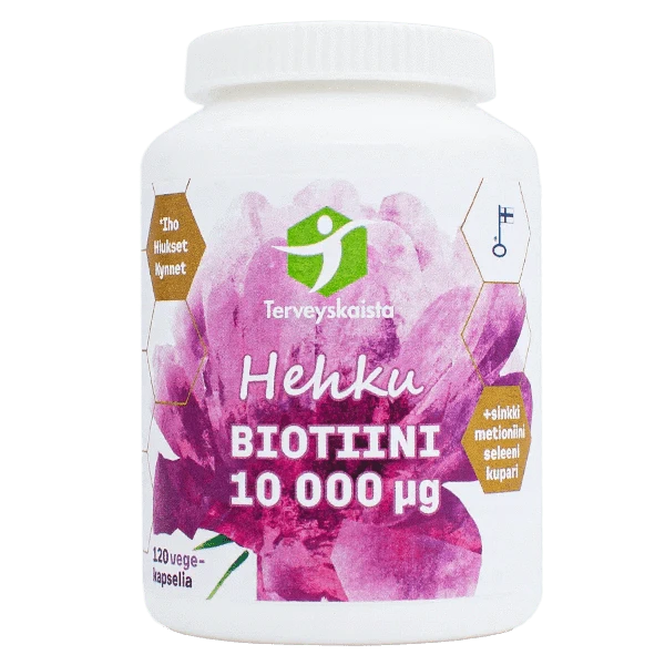 Terveyskaista Biotiini 10 000 µg 120 kaps. - Sinunapteekki.fi