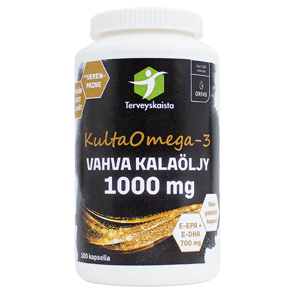 Terveyskaista KultaOmega-3 Vahva Kalaöljy 1000 mg 100 kaps.