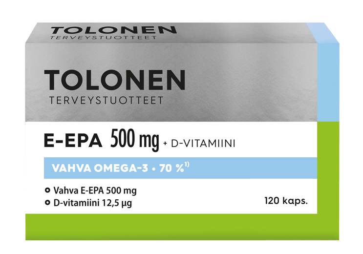 Tolonen E-EPA 500 mg + D-vitamiini 120 kaps.