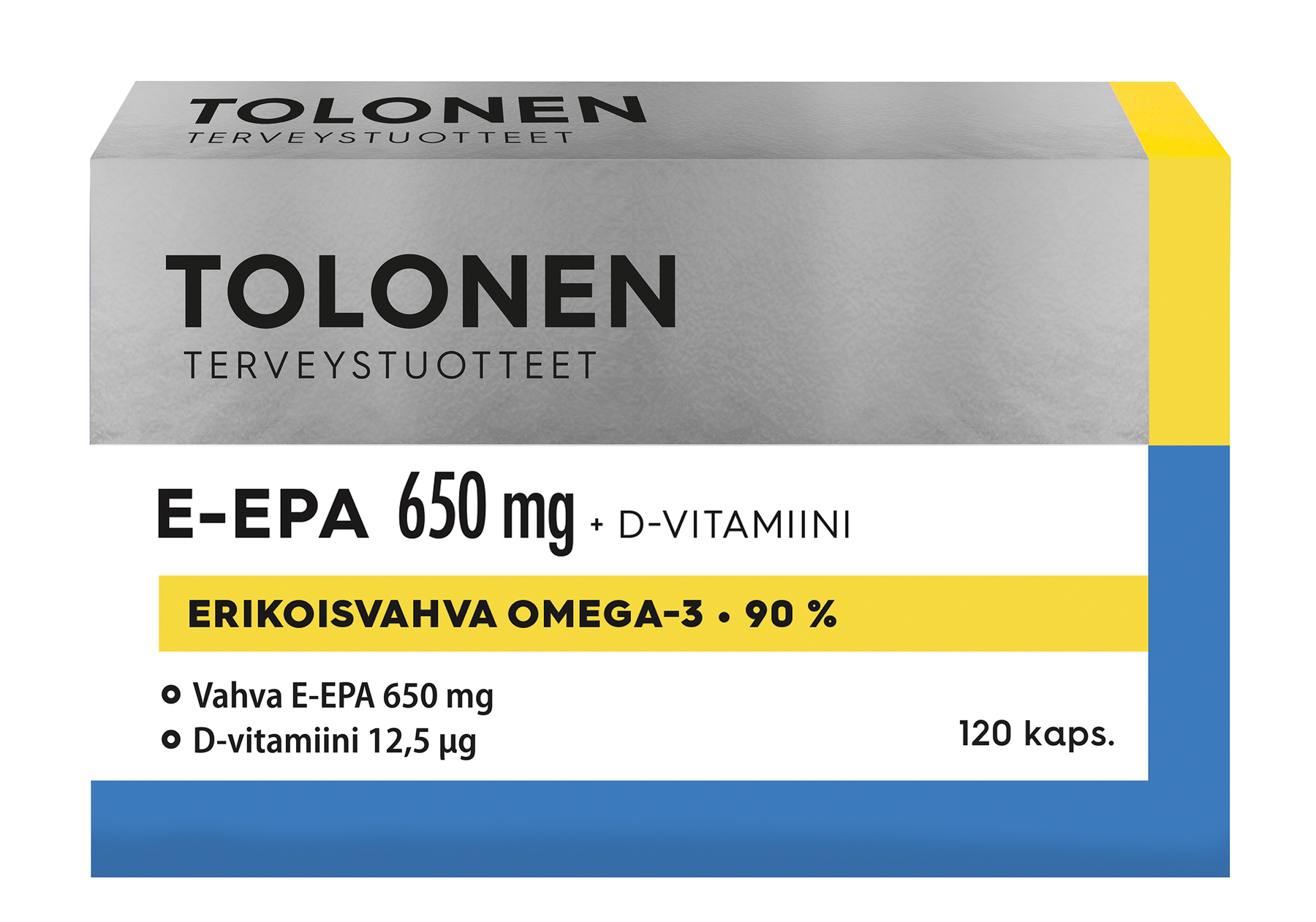 Tolonen E-EPA 650 mg + D-vitamiini 120 kaps. - Päiväys 08/2024