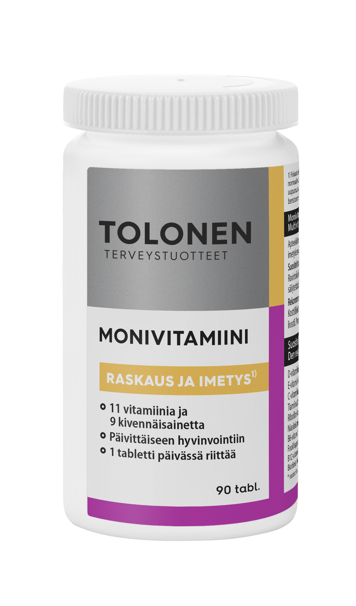 Tolonen Monivitamiini Raskaus & Imetys 90 tabl. - Päiväys 03/2024