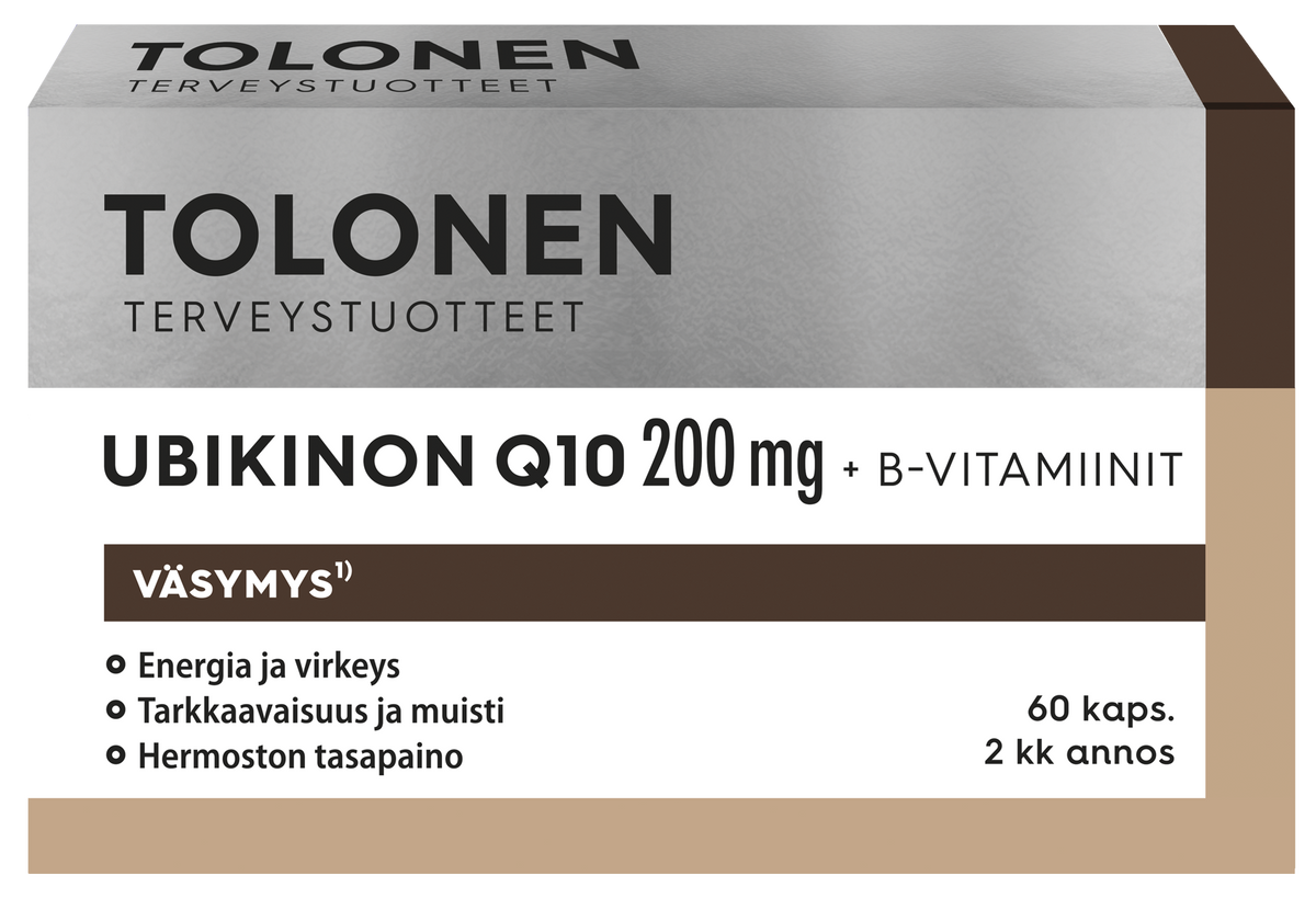 Tolonen Ubikinon Q10 200 mg + B-vitamiinit 60 kaps. - Päiväys 31/05/2024