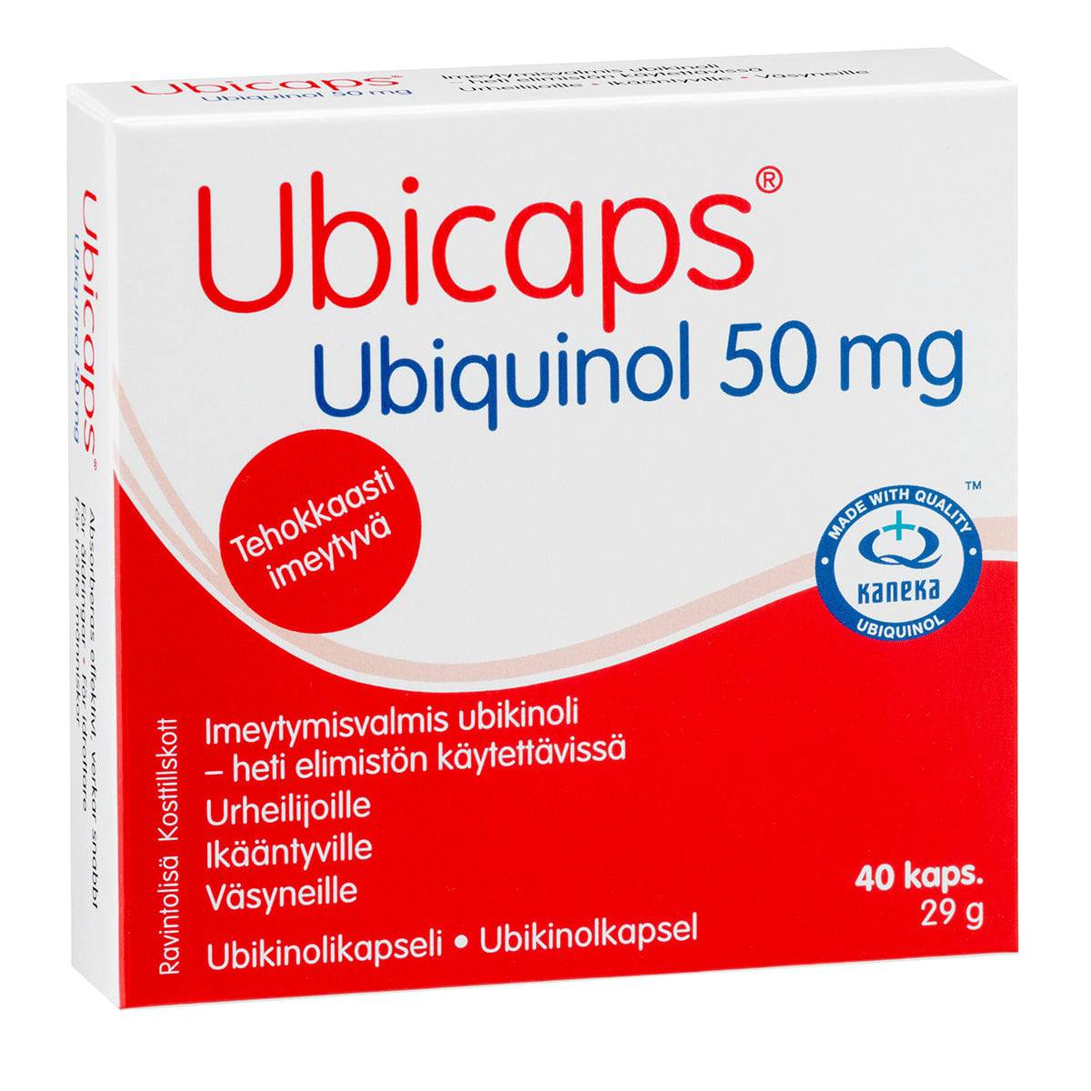 Ubicaps Ubiquinol 50 mg - Ubikinolikapseli 40 kaps. - Sinunapteekki.fi