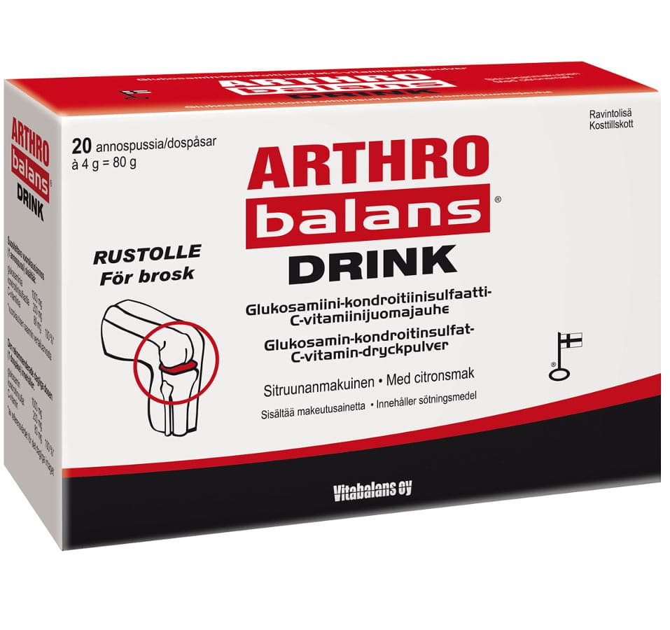 Arthrobalans Drink - Sitruunanmakuinen juomajauhe rustolle 20 annospussia - Sinunapteekki.fi