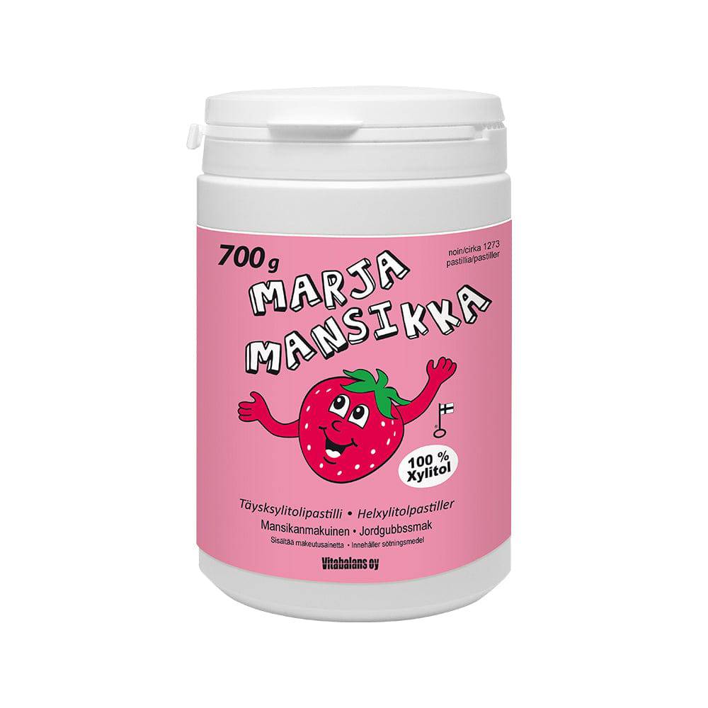 Vitabalans Marja Mansikka Täysksylitolipastilli 700 g - Sinunapteekki.fi