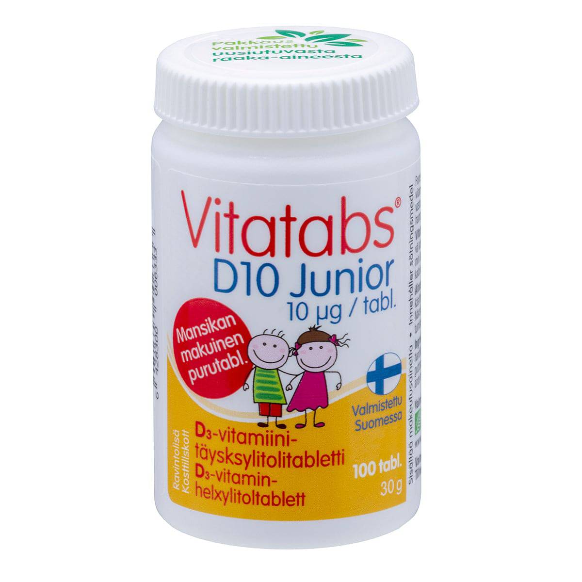 Vitatabs D10 Junior - D3-vitamiini-täysksylitolitabletti 100 tabl. - Sinunapteekki.fi